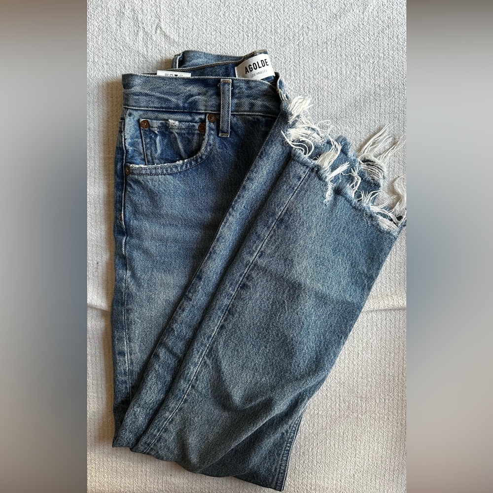 Agolde Riley Crop Distressed in Haven